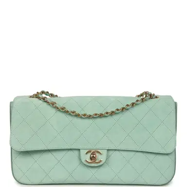 Chanel Chanel Maxi "Souplissimo" Small Flap Bag Green Beige Suede Gold Hardware | Thumbnail 1 Chanel Chanel Maxi "Souplissimo" Small Flap Bag Green Beige Suede Gold Hardware | Thumbnail 1
