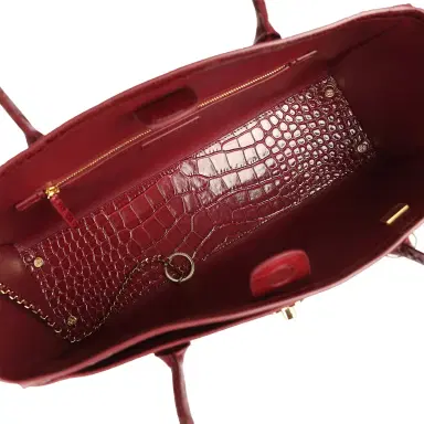 Chanel Chanel Small Cerf Shopping Bag Burgundy Croc Embossed Calfskin Gold Hardware | Thumbnail 7 Chanel Chanel Small Cerf Shopping Bag Burgundy Croc Embossed Calfskin Gold Hardware | Thumbnail 7