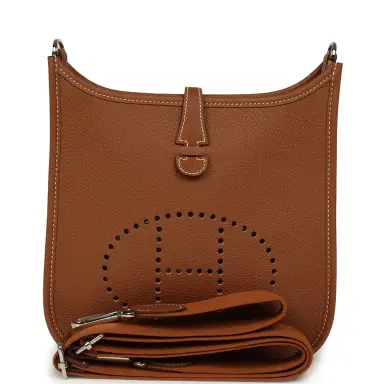 HERMÈS Hermes Evelyne 23 Gold Clemence Palladium Hardware | Thumbnail 1 HERMÈS Hermes Evelyne 23 Gold Clemence Palladium Hardware | Thumbnail 1