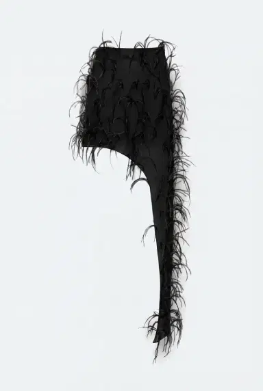 LAPOINTE Lightweight Georgette Skirt With Feathers | Thumbnail 4 LAPOINTE Lightweight Georgette Skirt With Feathers | Thumbnail 4