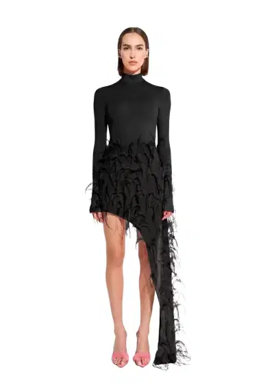 LAPOINTE Lightweight Georgette Skirt With Feathers | Thumbnail 1 LAPOINTE Lightweight Georgette Skirt With Feathers | Thumbnail 1