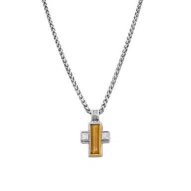Konstantino Konstantino Hephaestus Sterling Silver Tiger's Eye Cross Necklace by The Solist | Thumbnail 1 Konstantino Konstantino Hephaestus Sterling Silver Tiger's Eye Cross Necklace by The Solist | Thumbnail 1