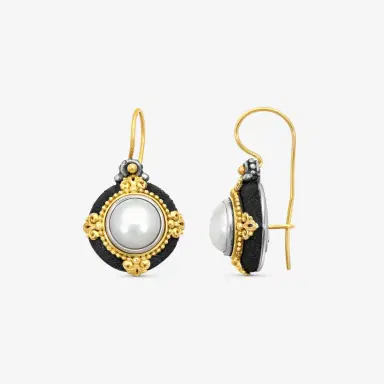 Konstantino Konstantino Nemesis Sterling Silver & 18K Yellow Gold Pearl Drop Earrings by The Solist | Thumbnail 3 Konstantino Konstantino Nemesis Sterling Silver & 18K Yellow Gold Pearl Drop Earrings by The Solist | Thumbnail 3