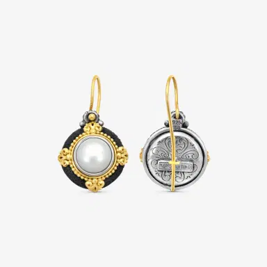 Konstantino Konstantino Nemesis Sterling Silver & 18K Yellow Gold Pearl Drop Earrings by The Solist | Thumbnail 4 Konstantino Konstantino Nemesis Sterling Silver & 18K Yellow Gold Pearl Drop Earrings by The Solist | Thumbnail 4