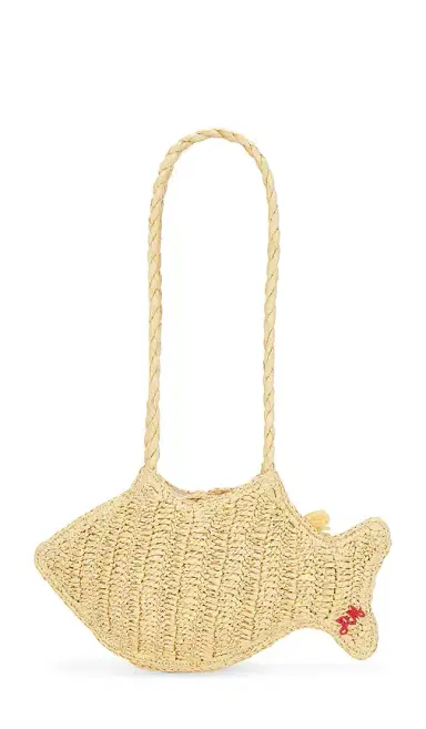 Damson Madder Raffia Fish Bag With Bag Charm | Thumbnail 2 Damson Madder Raffia Fish Bag With Bag Charm | Thumbnail 2