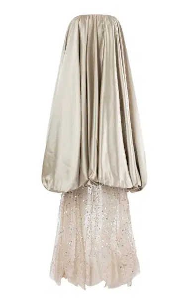 La Fuori Champagne Lace & Duchesse Satin Gown | Thumbnail 3 La Fuori Champagne Lace & Duchesse Satin Gown | Thumbnail 3