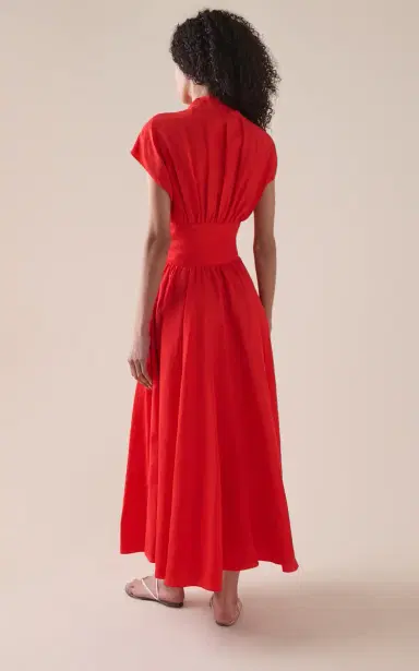 Alaïa Tie-Detailed Slub Midi Dress | Thumbnail 4 Alaïa Tie-Detailed Slub Midi Dress | Thumbnail 4