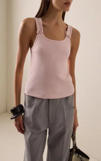 STILL HERE Snap Ribbed Cotton Tank Top | Thumbnail 3 STILL HERE Snap Ribbed Cotton Tank Top | Thumbnail 3