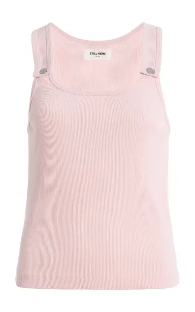 STILL HERE Snap Ribbed Cotton Tank Top | Thumbnail 1 STILL HERE Snap Ribbed Cotton Tank Top | Thumbnail 1