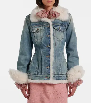 Dolce & Gabbana Shearling-trimmed denim jacket | Thumbnail 2 Dolce & Gabbana Shearling-trimmed denim jacket | Thumbnail 2