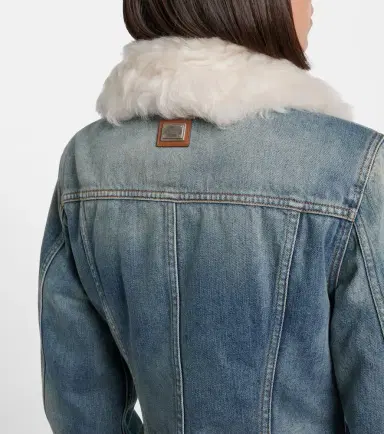 Dolce & Gabbana Shearling-trimmed denim jacket | Thumbnail 3 Dolce & Gabbana Shearling-trimmed denim jacket | Thumbnail 3