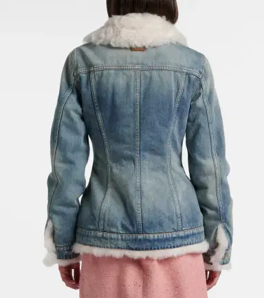 Dolce & Gabbana Shearling-trimmed denim jacket | Thumbnail 4 Dolce & Gabbana Shearling-trimmed denim jacket | Thumbnail 4