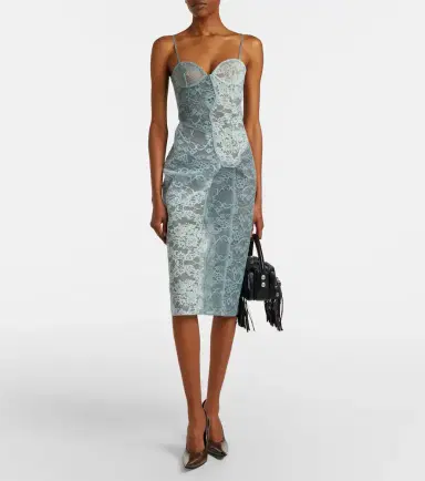 Acne Studios Paneled cotton-blend lace midi dress | Thumbnail 4 Acne Studios Paneled cotton-blend lace midi dress | Thumbnail 4