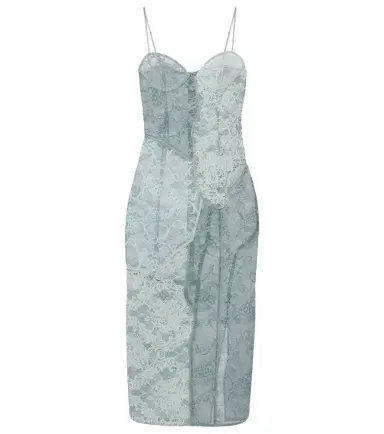 Acne Studios Paneled cotton-blend lace midi dress | Thumbnail 1 Acne Studios Paneled cotton-blend lace midi dress | Thumbnail 1