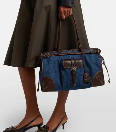 Prada Bonnie Large denim shoulder bag | Thumbnail 5 Prada Bonnie Large denim shoulder bag | Thumbnail 5