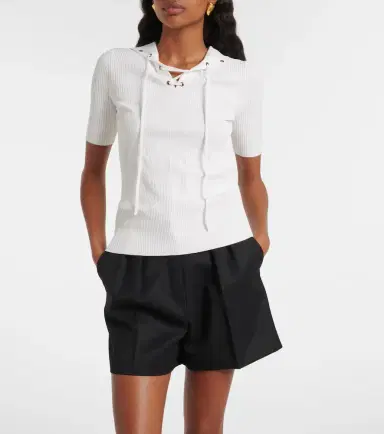 Max Mara Ribbed-knit lace-up top | Thumbnail 2 Max Mara Ribbed-knit lace-up top | Thumbnail 2