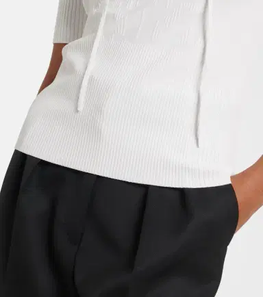 Max Mara Ribbed-knit lace-up top | Thumbnail 4 Max Mara Ribbed-knit lace-up top | Thumbnail 4