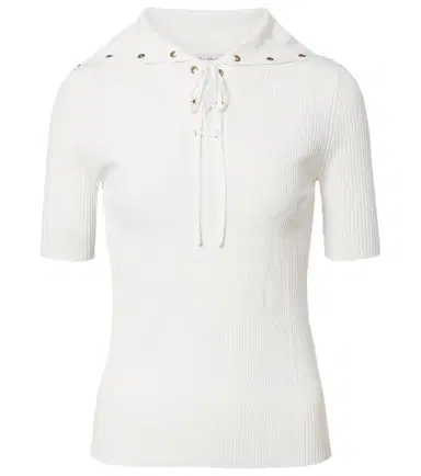 Max Mara Ribbed-knit lace-up top | Thumbnail 1 Max Mara Ribbed-knit lace-up top | Thumbnail 1