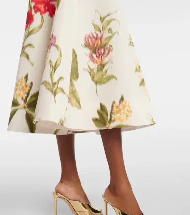 Oscar de la Renta Belted floral faille cocktail dress | Thumbnail 2 Oscar de la Renta Belted floral faille cocktail dress | Thumbnail 2