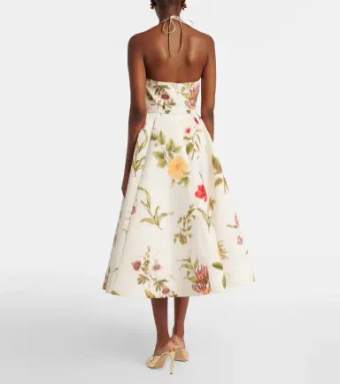 Oscar de la Renta Belted floral faille cocktail dress | Thumbnail 4 Oscar de la Renta Belted floral faille cocktail dress | Thumbnail 4