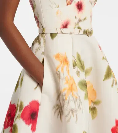 Oscar de la Renta Belted floral faille cocktail dress | Thumbnail 5 Oscar de la Renta Belted floral faille cocktail dress | Thumbnail 5