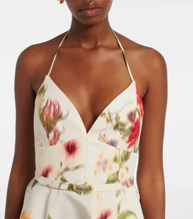Oscar de la Renta Belted floral faille cocktail dress | Thumbnail 6 Oscar de la Renta Belted floral faille cocktail dress | Thumbnail 6