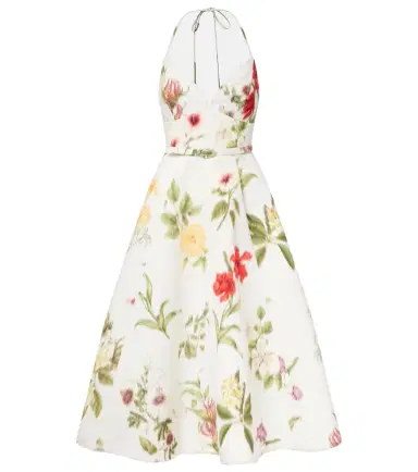 Oscar de la Renta Belted floral faille cocktail dress | Thumbnail 1 Oscar de la Renta Belted floral faille cocktail dress | Thumbnail 1
