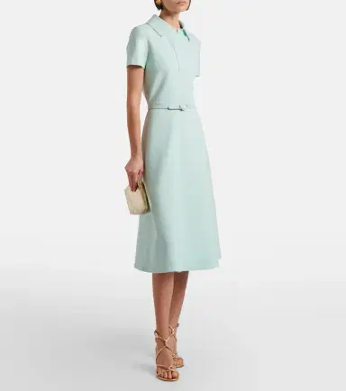Oscar de la Renta Belted wool-blend midi dress | Thumbnail 3 Oscar de la Renta Belted wool-blend midi dress | Thumbnail 3