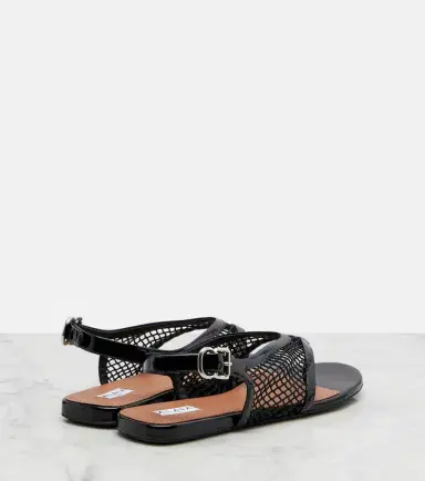 Alaïa Alaïa Leather-trimmed fishnet thong sandals | Thumbnail 2 Alaïa Alaïa Leather-trimmed fishnet thong sandals | Thumbnail 2