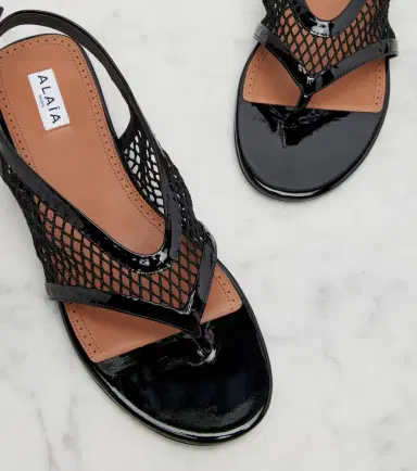 Alaïa Alaïa Leather-trimmed fishnet thong sandals | Thumbnail 4 Alaïa Alaïa Leather-trimmed fishnet thong sandals | Thumbnail 4