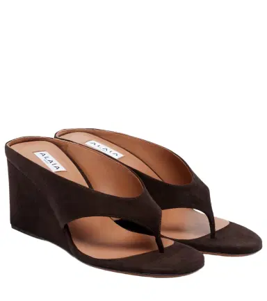 Alaïa Alaïa Cube suede wedge sandals | Thumbnail 1 Alaïa Alaïa Cube suede wedge sandals | Thumbnail 1