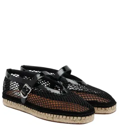 Alaia Alaïa Fishnet leather-trimmed espadrilles | Thumbnail 1 Alaia Alaïa Fishnet leather-trimmed espadrilles | Thumbnail 1