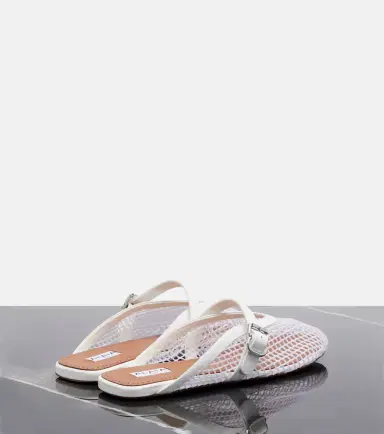 Alaïa Alaïa Fishnet leather-trimmed slip-on mules | Thumbnail 4 Alaïa Alaïa Fishnet leather-trimmed slip-on mules | Thumbnail 4