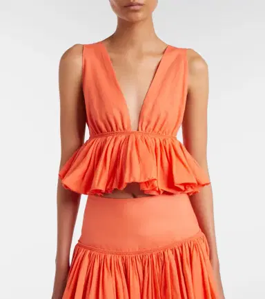 Alaïa Alaïa Peplum striped cotton and linen top | Thumbnail 2 Alaïa Alaïa Peplum striped cotton and linen top | Thumbnail 2