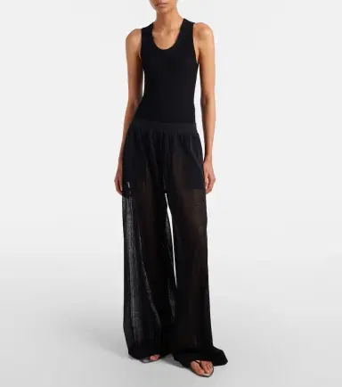 Alaia Alaïa Linen and silk wide-leg pants | Thumbnail 4 Alaia Alaïa Linen and silk wide-leg pants | Thumbnail 4