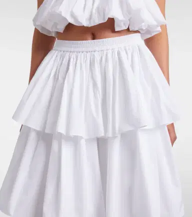Alaïa Alaïa Ruffled tiered cotton midi skirt | Thumbnail 2 Alaïa Alaïa Ruffled tiered cotton midi skirt | Thumbnail 2