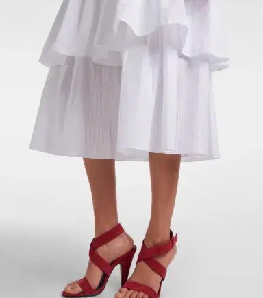 Alaïa Alaïa Ruffled tiered cotton midi skirt | Thumbnail 4 Alaïa Alaïa Ruffled tiered cotton midi skirt | Thumbnail 4