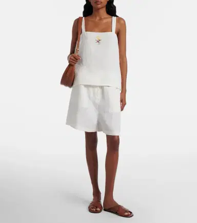 Prada Embroidered linen shorts | Thumbnail 2 Prada Embroidered linen shorts | Thumbnail 2