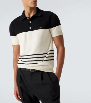 Valentino VLogo striped cotton polo sweater | Thumbnail 4 Valentino VLogo striped cotton polo sweater | Thumbnail 4