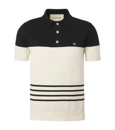 Valentino VLogo striped cotton polo sweater | Thumbnail 1 Valentino VLogo striped cotton polo sweater | Thumbnail 1