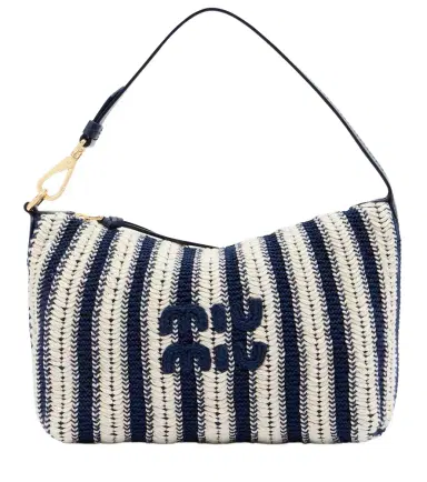 Miu Miu Striped crochet top-handle bag | Thumbnail 1 Miu Miu Striped crochet top-handle bag | Thumbnail 1