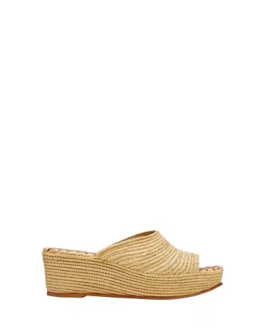 CARRIE FORBES Karim Woven Raffia Wedge Slide Sandals | Thumbnail 1 CARRIE FORBES Karim Woven Raffia Wedge Slide Sandals | Thumbnail 1