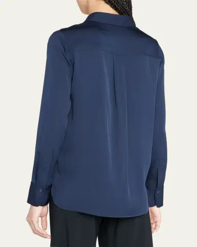 Vince Slim-Fit Long-Sleeve Stretch-Silk Blouse | Thumbnail 3 Vince Slim-Fit Long-Sleeve Stretch-Silk Blouse | Thumbnail 3