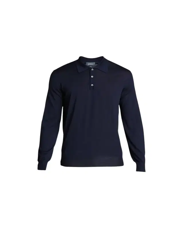 Long-Sleeve Cashmere Polo Sweater Long-Sleeve Cashmere Polo Sweater