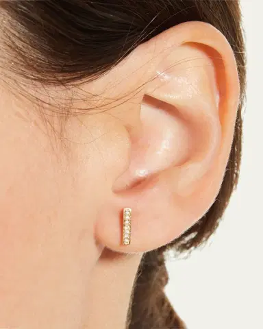 Sydney Evan Small 14k Gold Diamond Bar Single Stud Earring | Thumbnail 2 Sydney Evan Small 14k Gold Diamond Bar Single Stud Earring | Thumbnail 2