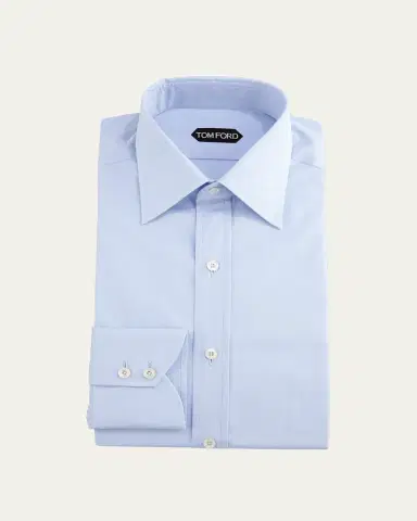 Tom Ford Men's Slim-Fit Solid Poplin Dress Shirt | Thumbnail 5 Tom Ford Men's Slim-Fit Solid Poplin Dress Shirt | Thumbnail 5