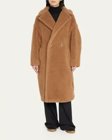 Max Mara Double-Breasted Camel Hair Blend Teddy Coat | Thumbnail 2 Max Mara Double-Breasted Camel Hair Blend Teddy Coat | Thumbnail 2