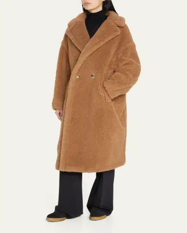 Max Mara Double-Breasted Camel Hair Blend Teddy Coat | Thumbnail 4 Max Mara Double-Breasted Camel Hair Blend Teddy Coat | Thumbnail 4