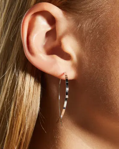 Lana 14K Gold Small Flat Diamond Hoop Earrings | Thumbnail 2 Lana 14K Gold Small Flat Diamond Hoop Earrings | Thumbnail 2