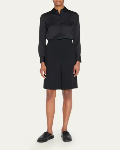 Vince Slim-Fit Long-Sleeve Stretch-Silk Blouse | Thumbnail 2 Vince Slim-Fit Long-Sleeve Stretch-Silk Blouse | Thumbnail 2